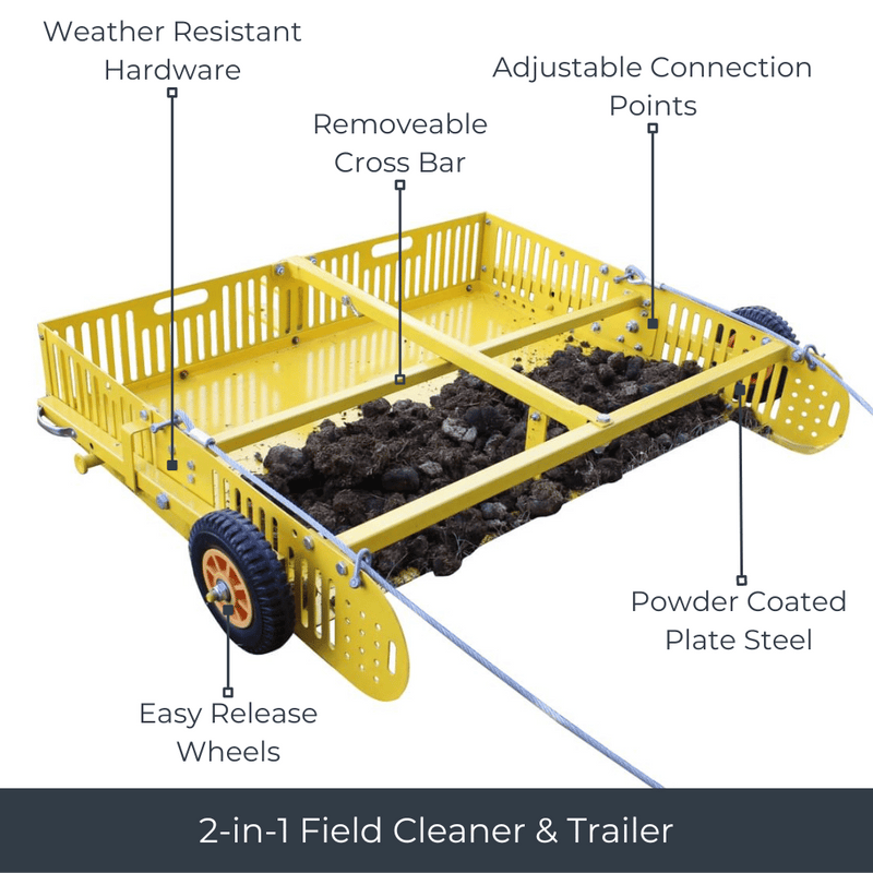 Field Cleaner Scoop'N'Tow Manure Scooper / Paddock Field Cleaner + Trailer